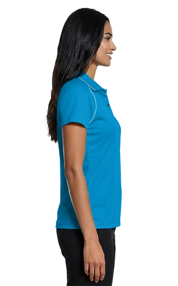 LADIES WICKING PIPED POLO  -  TURQUOISE 2 EXTRA LARGE SOLID