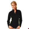 LADIES  WICKING 1/2 ZIP BLOCKED   -  BLACK- VEGAS GOLD 2 EXTRA LARGE TRIM VEGAS GOLD