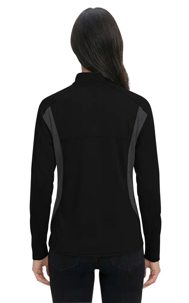 LADIES  WICKING 1/2 ZIP BLOCKED   -  BLACK 4 EXTRA LARGE TRIM GRAPHITE