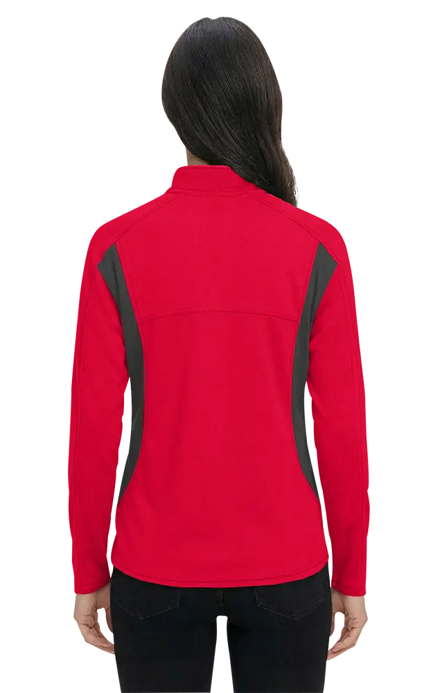 LADIES  WICKING 1/2 ZIP BLOCKED ### - RED 2 EXTRA LARGE TRIM GRAPHITE
