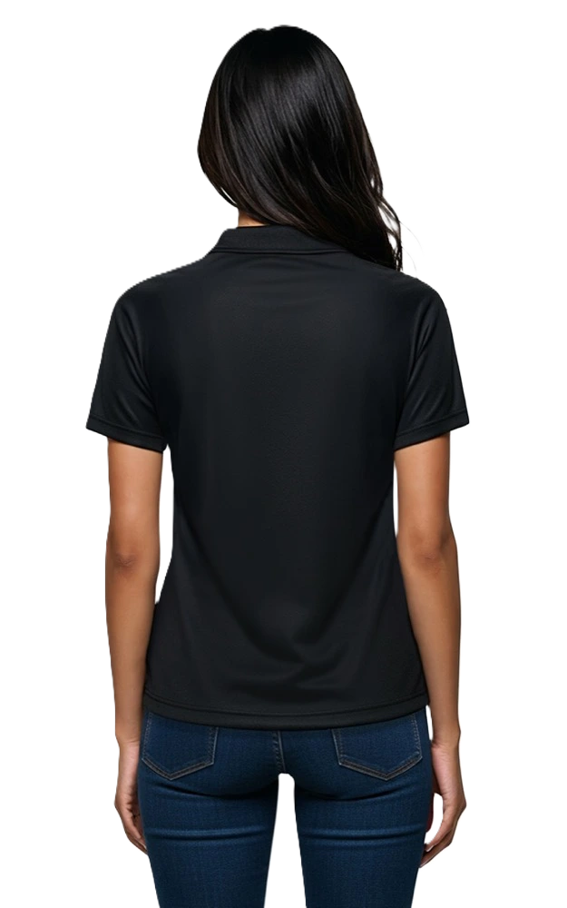 LADIES WICKING CONTRAST INSERT   -  BLACK 2 EXTRA LARGE TRIM WHITE