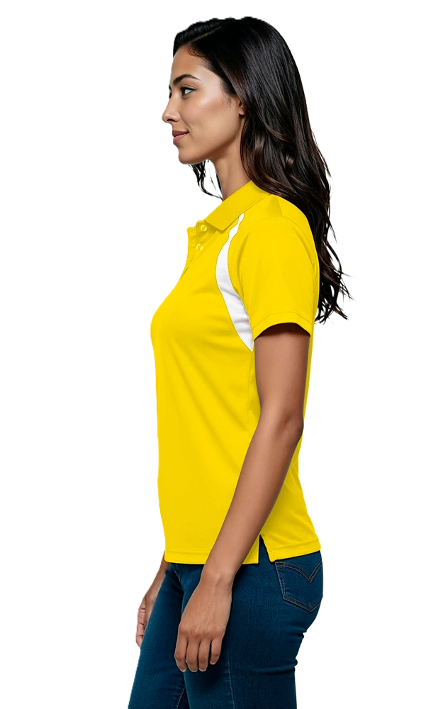 LADIES WICKING CONTRAST INSERT   -  YELLOW 2 EXTRA LARGE TRIM WHITE