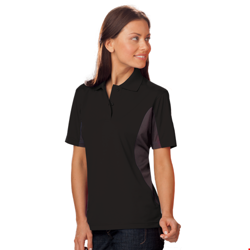 LADIES COLOR BLOCK WICKING  -  BLACK 2 EXTRA LARGE TRIM GRAPHITE