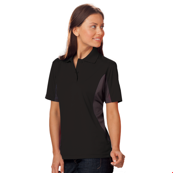 LADIES COLOR BLOCK WICKING  -  BLACK 2 EXTRA LARGE TRIM GRAPHITE