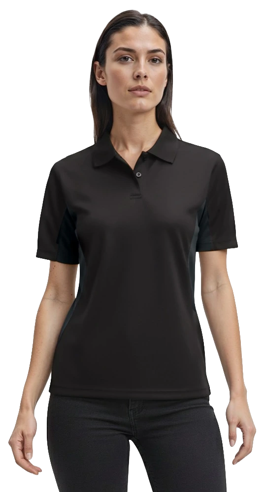 LADIES COLOR BLOCK WICKING  -  BLACK 2 EXTRA LARGE TRIM GRAPHITE