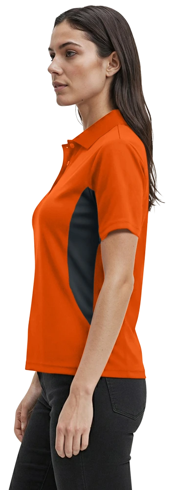 LADIES COLOR BLOCK WICKING  -  ORANGE 2 EXTRA LARGE TRIM GRAPHITE