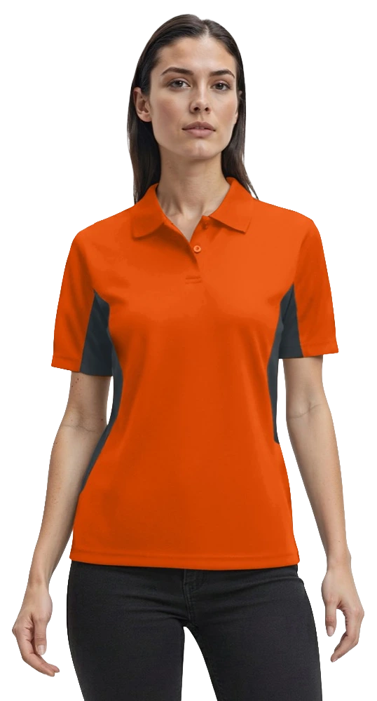 LADIES COLOR BLOCK WICKING  -  ORANGE 2 EXTRA LARGE TRIM GRAPHITE