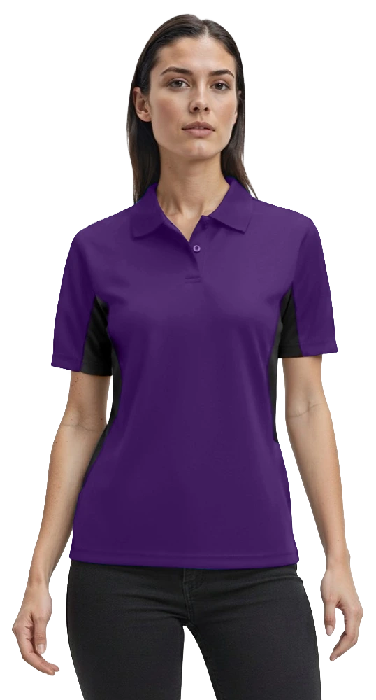 LADIES COLOR BLOCK WICKING ### - PURPLE 2 EXTRA LARGE TRIM BLACK
