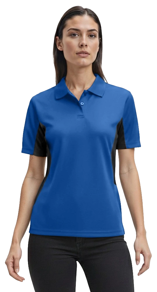 LADIES COLOR BLOCK WICKING  -  ROYAL 2 EXTRA LARGE TRIM BLACK