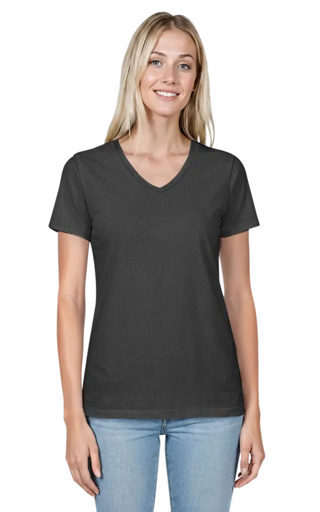 LADIES HEATHERED WICKING TEE ### - HEATHER BLACK 2 EXTRA LARGE SOLID
