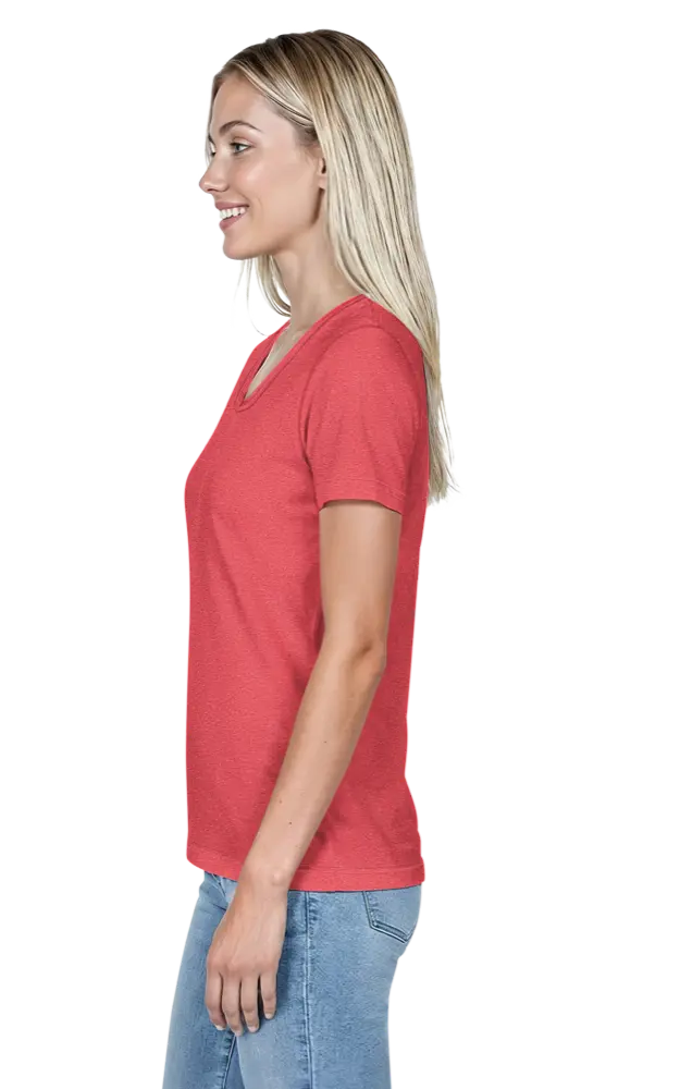 LADIES HEATHERED WICKING TEE  -  HEATHER RED 2 EXTRA LARGE SOLID