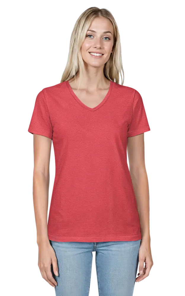 LADIES HEATHERED WICKING TEE  -  HEATHER RED 2 EXTRA LARGE SOLID