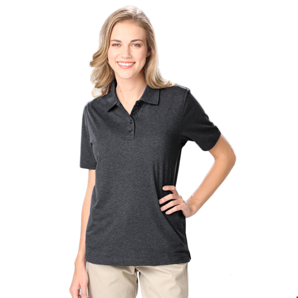 LADIES HEATHERED WICKING POLO  -  HEATHER BLACK 2 EXTRA LARGE SOLID