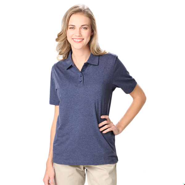 LADIES HEATHERED WICKING POLO###  -  HEATHER NAVY 2 EXTRA LARGE SOLID