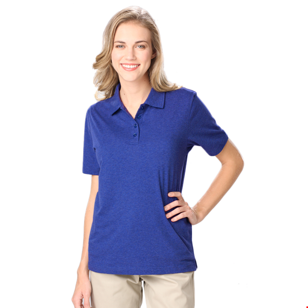 LADIES HEATHERED WICKING POLO  -  HEATHER ROYAL 2 EXTRA LARGE SOLID