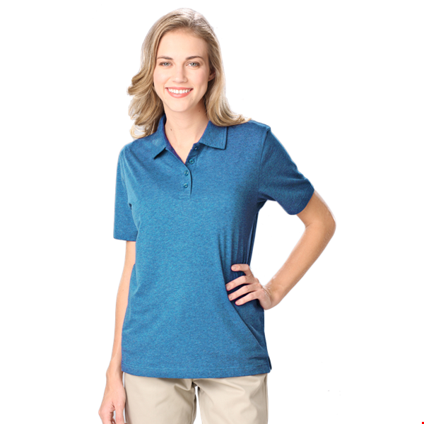 LADIES HEATHERED WICKING POLO  -  HEATHER TURQUOISE 2 EXTRA LARGE SOLID