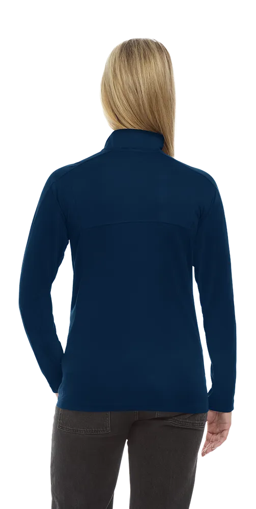 LADIES WICKING SOLID 1/4 ZIP LS PULLOVER  -  NAVY 2 EXTRA LARGE SOLID