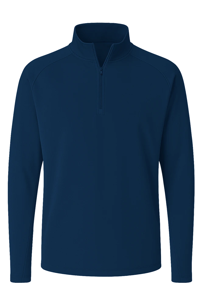 LADIES WICKING SOLID 1/4 ZIP LS PULLOVER  -  NAVY 2 EXTRA LARGE SOLID
