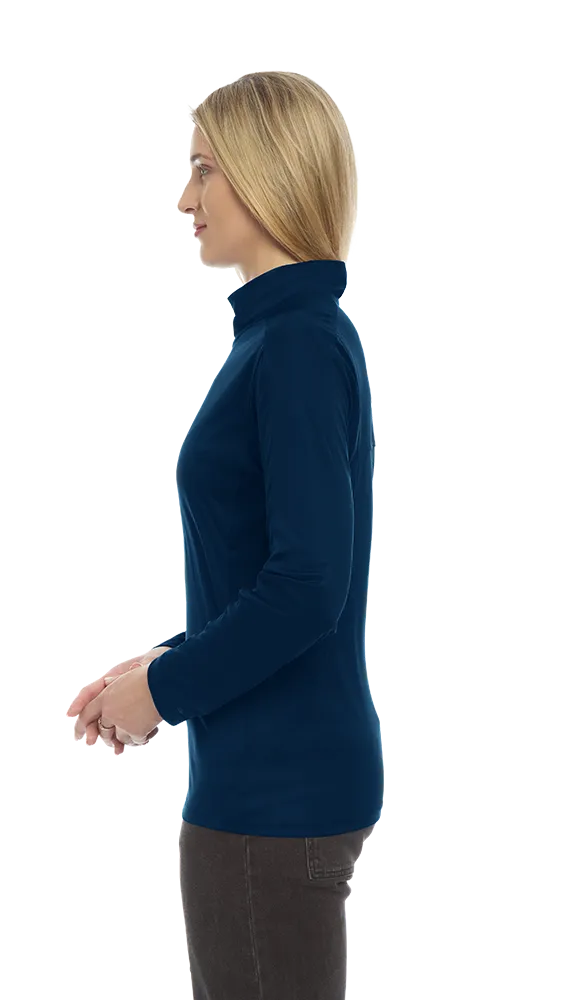 LADIES WICKING SOLID 1/4 ZIP LS PULLOVER  -  NAVY 2 EXTRA LARGE SOLID