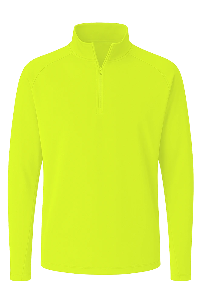 LADIES WICKING SOLID 1/4 ZIP LS PULLOVER  -  OPTIC YELLOW 2 EXTRA LARGE SOLID