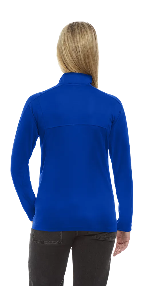 LADIES WICKING SOLID 1/4 ZIP LS PULLOVER  -  ROYAL 2 EXTRA LARGE SOLID