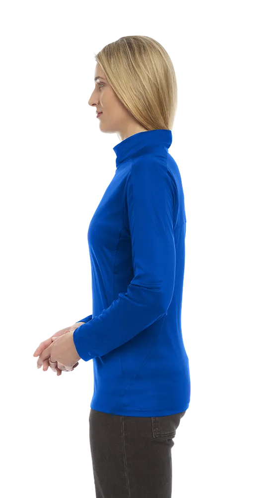 LADIES WICKING SOLID 1/4 ZIP LS PULLOVER  -  ROYAL 2 EXTRA LARGE SOLID