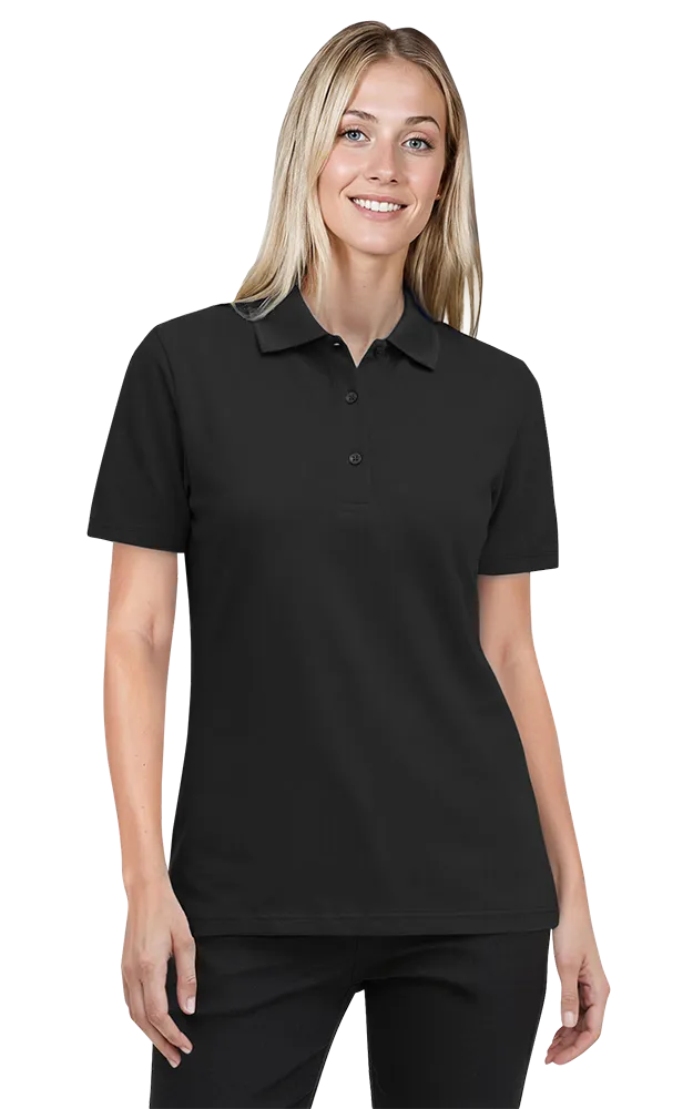 LADIES ULTRA LUX POLO - BLACK 2 EXTRA LARGE SOLID