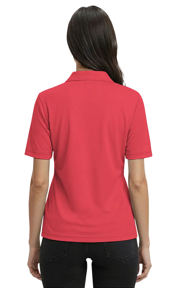 LADIES NAILHEAD S/S POLO RED 2 EXTRA LARGE TRIM WHITE