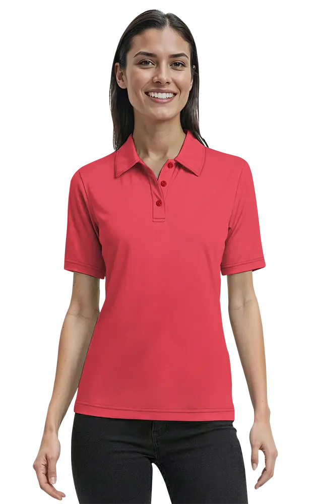 LADIES NAILHEAD S/S POLO RED 2 EXTRA LARGE TRIM WHITE
