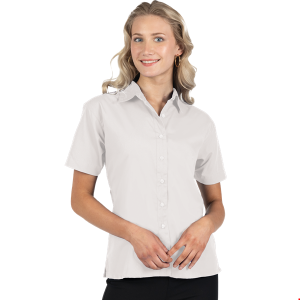 LADIES S/S SUPERBLEND POPLIN WHITE 2 EXTRA LARGE SOLID