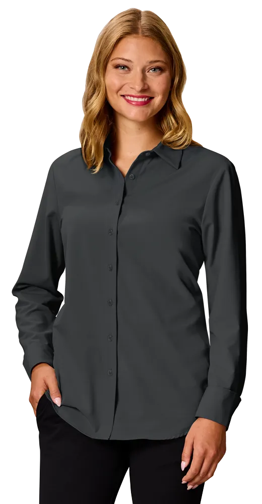 LADIES 4-WAY STRETCH BUTTON FRONT– GRAPHITE 2 EXTRA LARGE SOLID