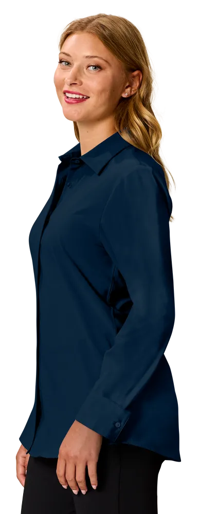 LADIES 4-WAY STRETCH BUTTON FRONT– NAVY 2 EXTRA LARGE SOLID