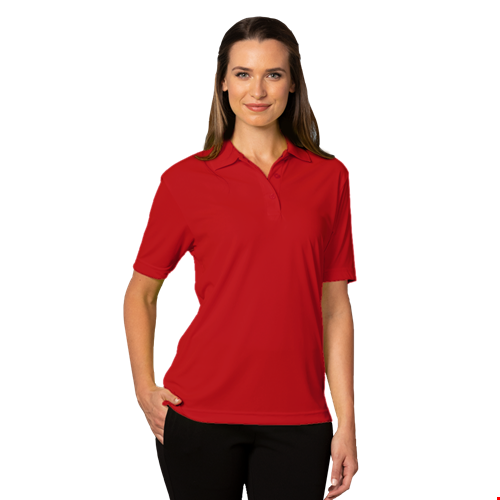 LADIES VALUE MOISTURE WICKING S/S POLO  -  RED 2 EXTRA LARGE SOLID