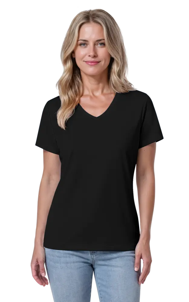 LADIES SOLID WICKING T  -  BLACK 2 EXTRA LARGE SOLID