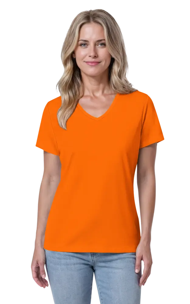 LADIES SOLID WICKING T  -  SAFETY ORANGE 2 EXTRA LARGE SOLID