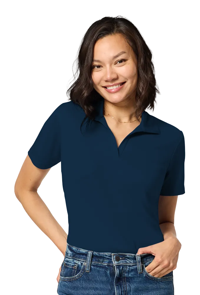 LADIES TITAN V-NECK POLO - NAVY 2 EXTRA LARGE SOLID