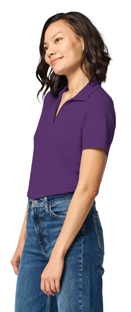 LADIES TITAN V-NECK POLO – PURPLE 2 EXTRA LARGE SOLID