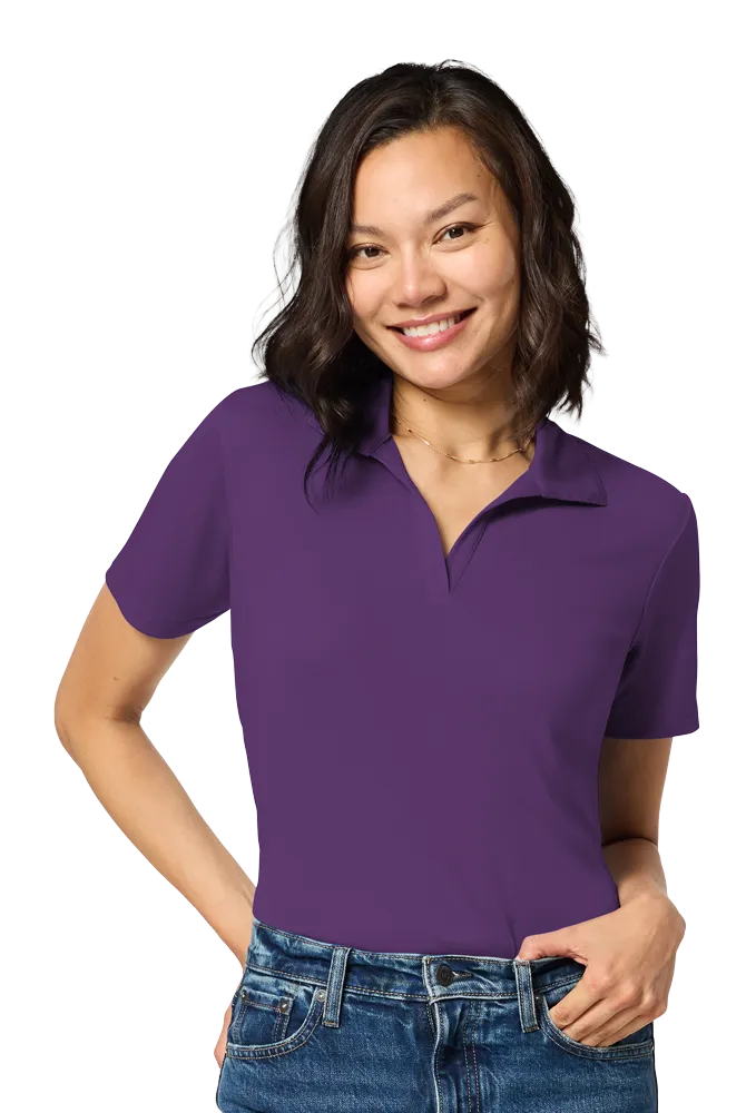 LADIES TITAN V-NECK POLO – PURPLE 2 EXTRA LARGE SOLID