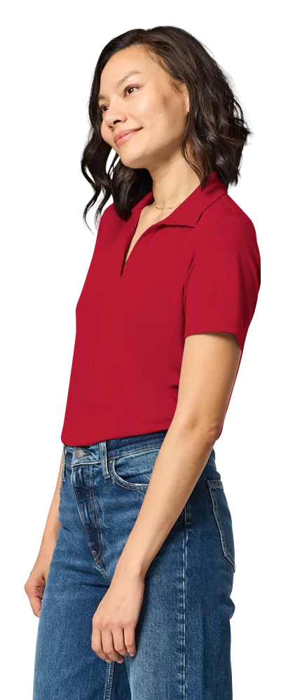 LADIES TITAN V-NECK POLO – RED 2 EXTRA LARGE SOLID