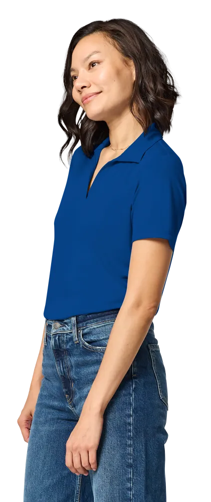 LADIES TITAN V-NECK POLO - ROYAL 2 EXTRA LARGE SOLID