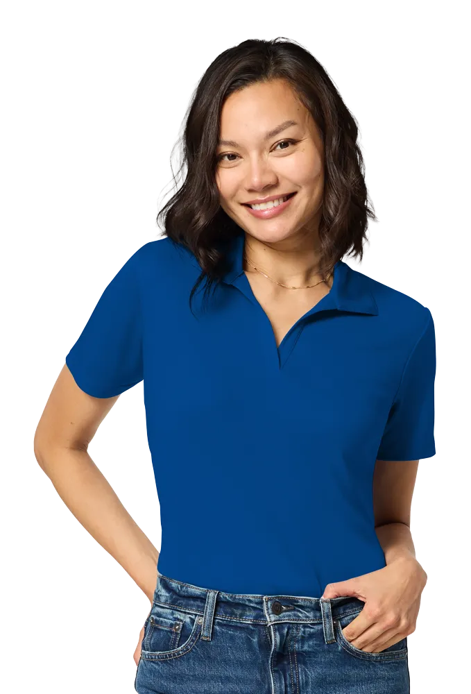LADIES TITAN V-NECK POLO - ROYAL 2 EXTRA LARGE SOLID