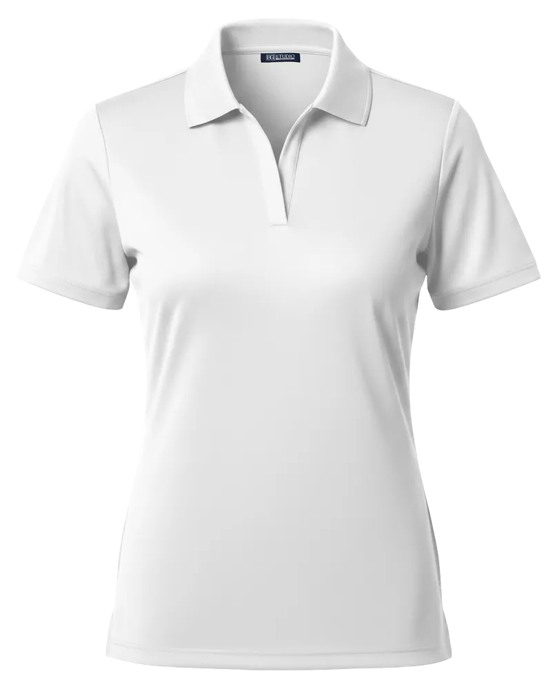 LADIES TITAN V-NECK POLO – WHITE 2 EXTRA LARGE SOLID