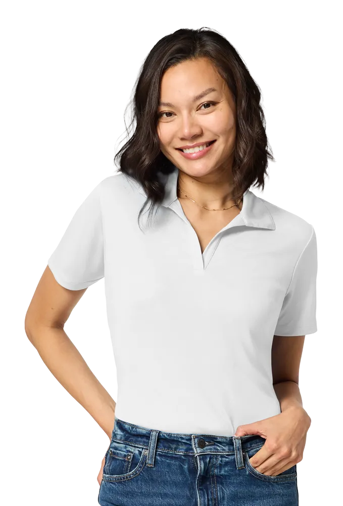 LADIES TITAN V-NECK POLO – WHITE 2 EXTRA LARGE SOLID