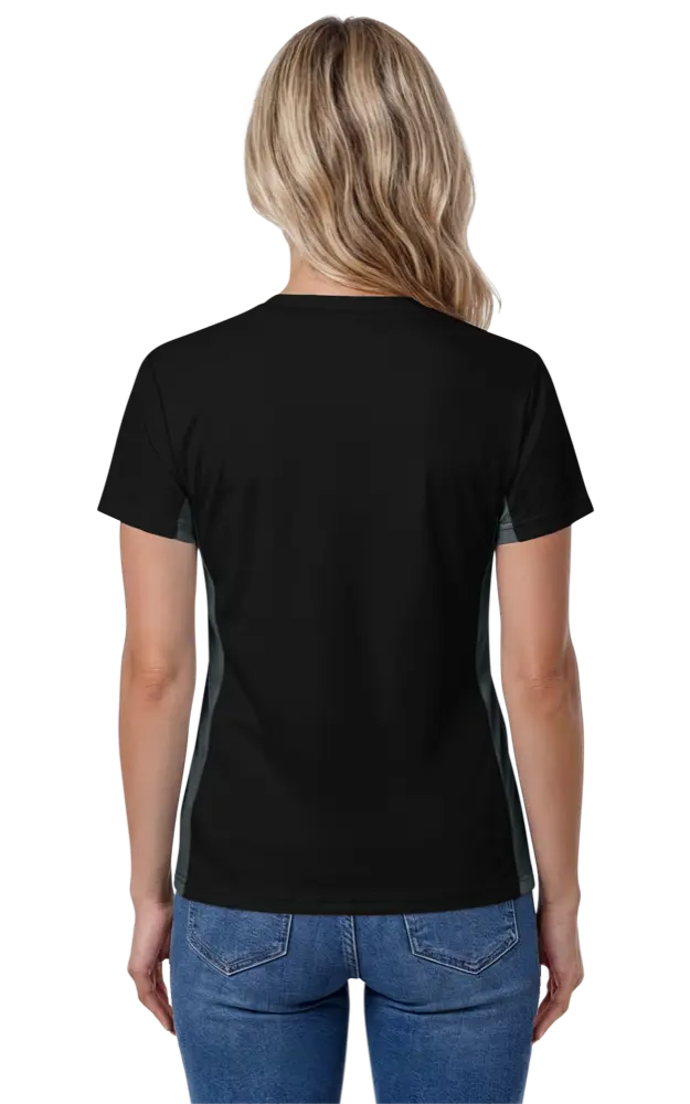 LADIES COLORBLOCK WICKING TEE  -  BLACK 2 EXTRA LARGE SOLID