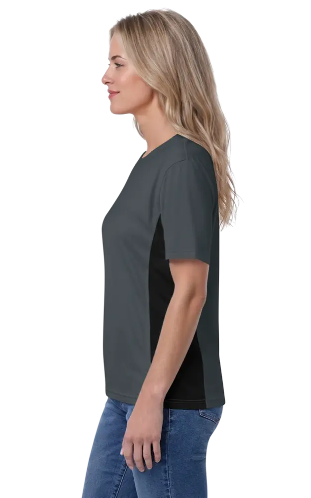 LADIES COLORBLOCK WICKING TEE  -  GRAPHITE 2 EXTRA LARGE SOLID