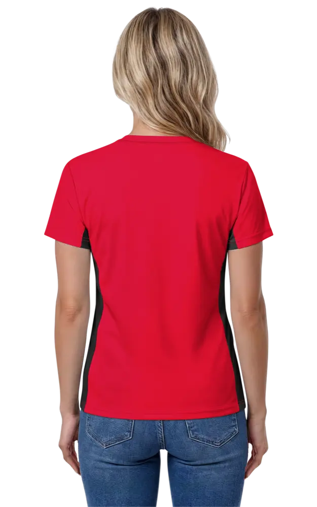 LADIES COLORBLOCK WICKING TEE  -  RED 2 EXTRA LARGE SOLID