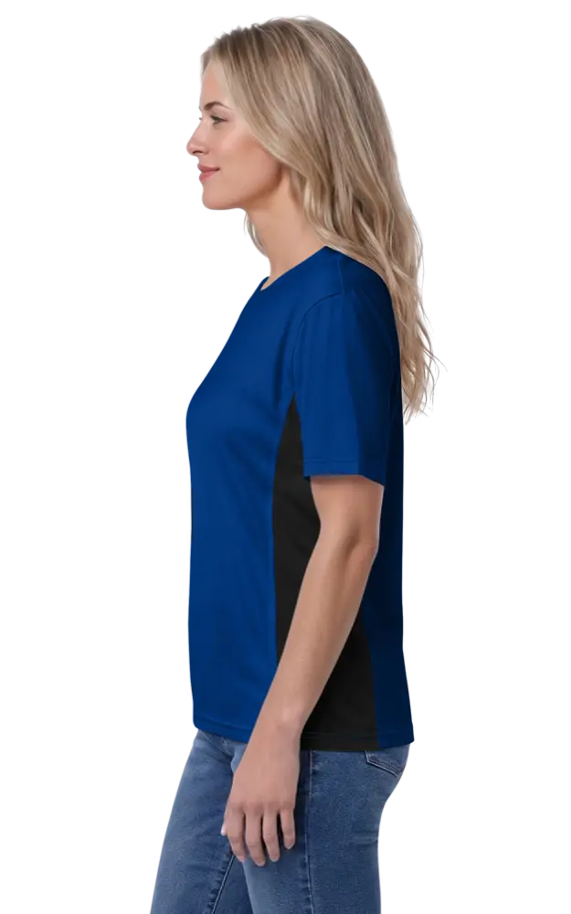 LADIES COLORBLOCK WICKING TEE  -  ROYAL 2 EXTRA LARGE SOLID