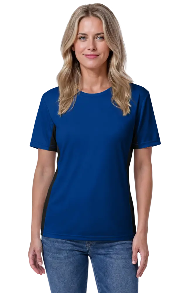 LADIES COLORBLOCK WICKING TEE  -  ROYAL 2 EXTRA LARGE SOLID