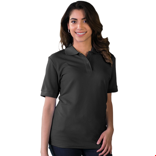 LADIES S/S VALUE PIQUE POLO  -  BLACK 2 EXTRA LARGE SOLID