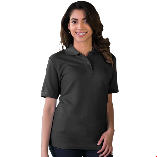 LADIES S/S VALUE PIQUE POLO  -  BLACK 2 EXTRA LARGE SOLID